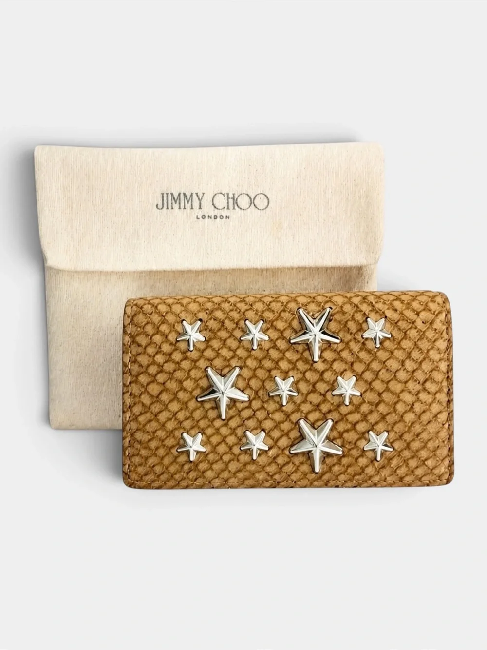 Jimmy Choo Star Studded Snake Embossed Key Holder w/ Box & Dust Bag New